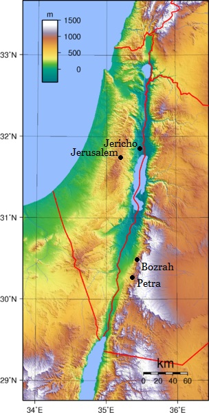 Israel and West Jordan topography